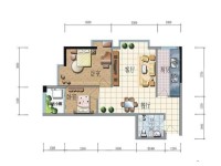 2室2廳1陽臺 同德昆明廣場上北區(qū)戶型圖