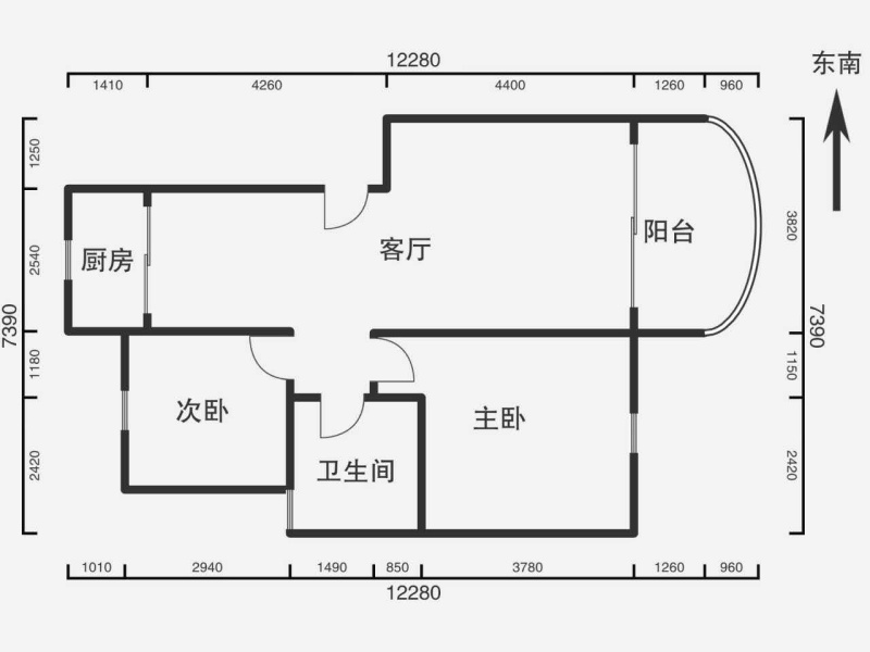 2室2厅 江东花城户型图