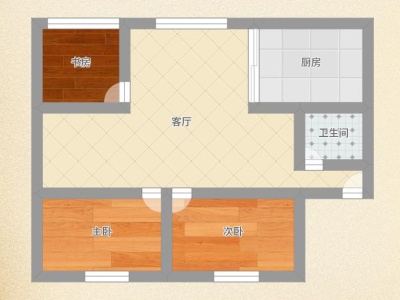 2室2厅1阳台 北站新村户型图