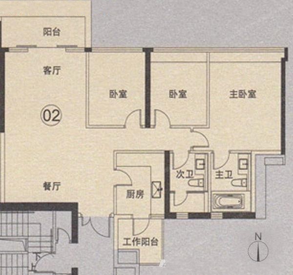3室2廳1陽(yáng)臺(tái) 熙翥苑戶型圖