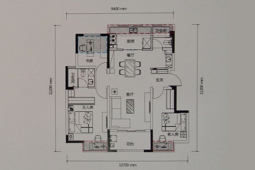 3室2厅1阳台 白沙润园户型图
