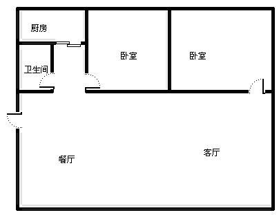 2室2厅1阳台 凯悦时代香舍户型图
