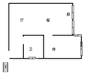 1室1厅1阳台 中央丽城户型图