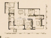 3室2廳1陽(yáng)臺(tái) 濱江俊園香儂組團(tuán)戶型圖