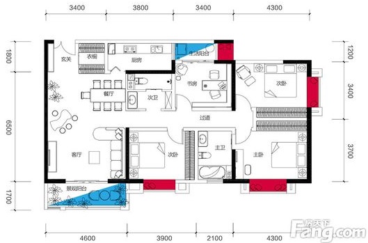 4室2廳2陽臺 萬彩城二期戶型圖