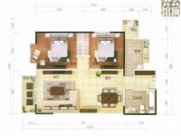 2室2廳1陽(yáng)臺(tái) 南亞風(fēng)情第壹城星河苑戶(hù)型圖