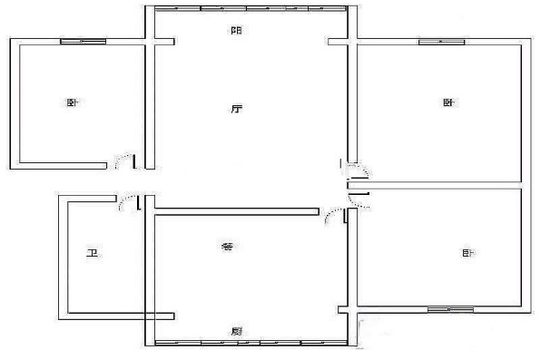 3室2廳1陽臺 金實小區(qū)耀實園戶型圖