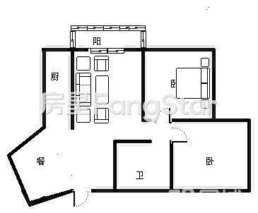 2室2厅1阳台 世纪金源国际公寓户型图