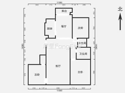 3室2厅2阳台 蓝山数码户型图