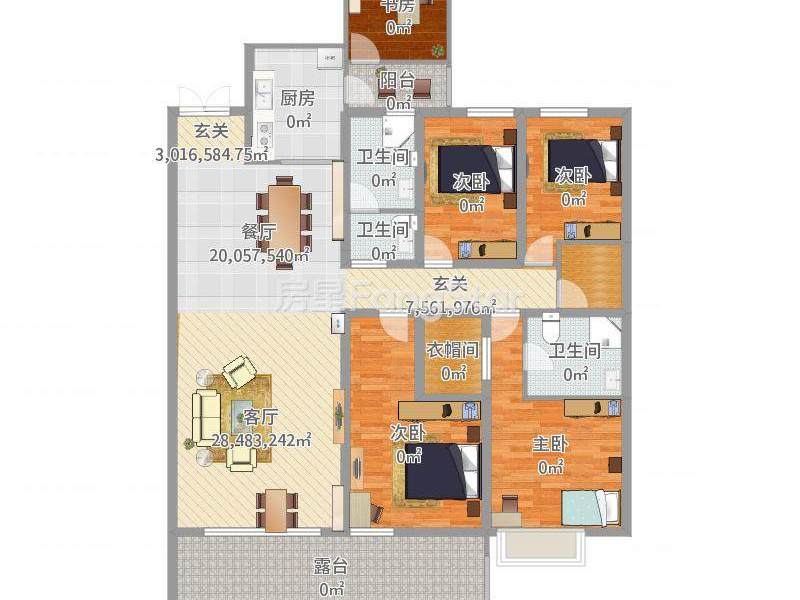 4室2厅1阳台 时代俊园A6地块樱花漫苑户型图