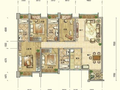 4室2廳2陽(yáng)臺(tái) 七彩云南第壹城一期