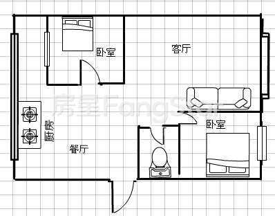 2室2廳1陽臺(tái) 曙光東區(qū)戶型圖