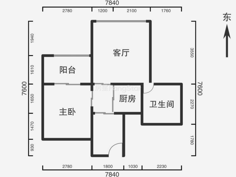 1室1廳1陽臺 凱旋花園戶型圖