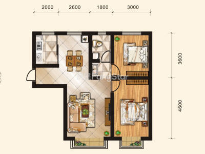 2室1廳1陽(yáng)臺(tái) 海運(yùn)花園