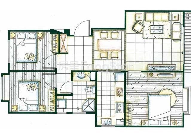 5室2廳2陽(yáng)臺(tái) 格拉斯香水小鎮(zhèn)戶(hù)型圖