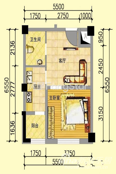 1室1厅1阳台 螺蛳湾国际商贸城精品区户型图