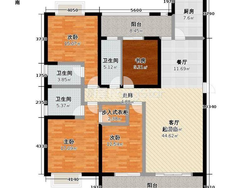 3室2廳1陽臺(tái) 俊發(fā)灣流海A3地塊(琥珀俊園)戶型圖