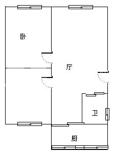 1室2厅1阳台 梁源小区户型图