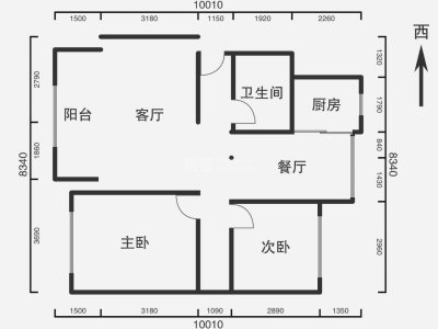 2室2厅1阳台 中级人民法院小区家属院后院(福泰路64号)户型图
