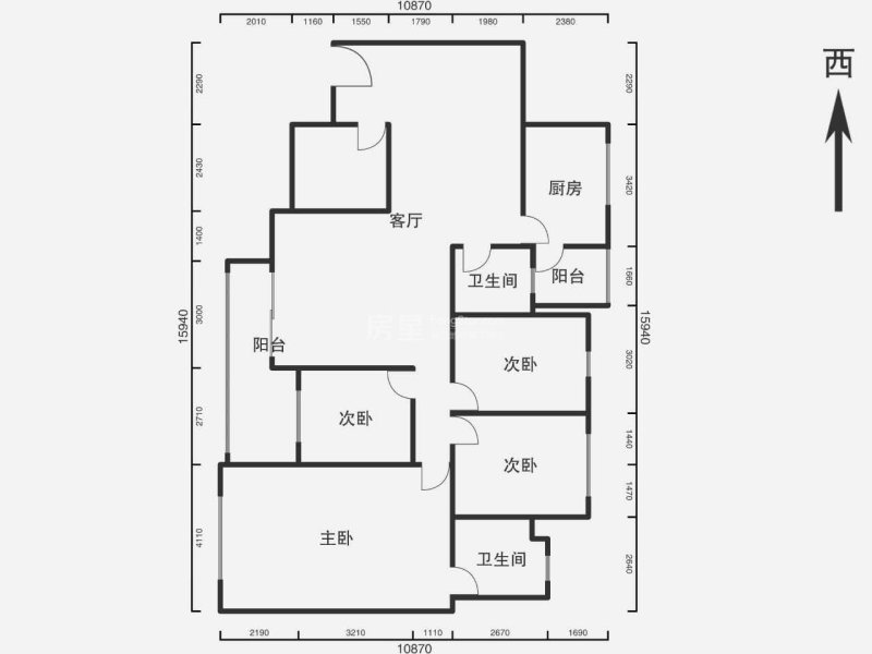 3室2厅1阳台 金江小区曦苑户型图