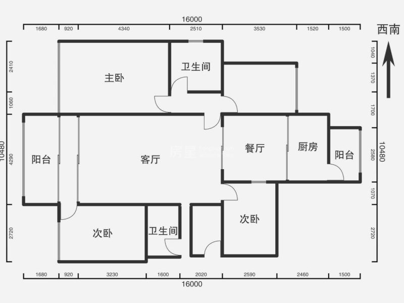 3室2厅2阳台 广福小区一期东区户型图