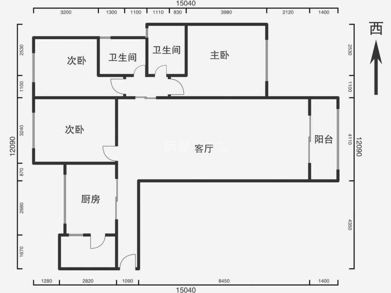 3室2厅2阳台 第一国际（棕榈泉花园）户型图