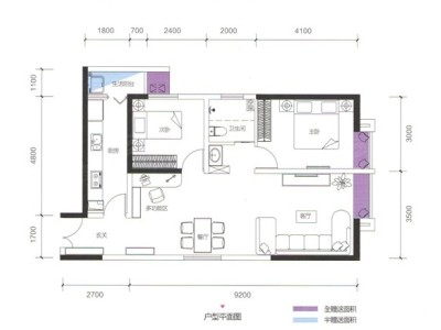 3室2廳 萬彩城二期戶型圖