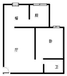 1室1廳1陽臺(tái) 江東鳴翠園東區(qū)戶型圖