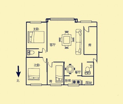 5室2厅2阳台 和睦居户型图