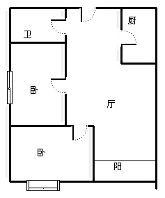 2室2厅1阳台 电视机厂宿舍户型图