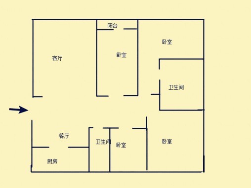 4室2厅2阳台 江东花园二期户型图