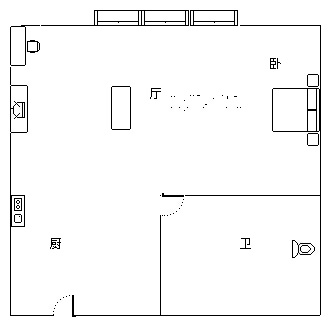 2室1厅1阳台 德缘小区北区户型图