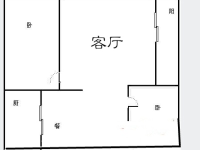 2室2厅1阳台 田坝小区（红云B区内）户型图