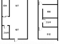 3室2廳1陽臺 藍色經(jīng)典現(xiàn)代洋房戶型圖
