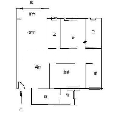 3室2厅1阳台 德缘小区北区户型图