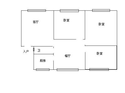 3室2厅1阳台 测绘局宿舍（环城西路404号）户型图