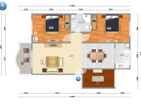 2室2廳1陽臺 江東鳴翠園東區(qū)戶型圖