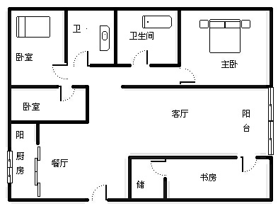 4室2厅1阳台 临江雅苑户型图