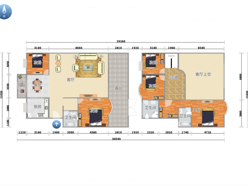 4室2廳2陽(yáng)臺(tái) 江東花城戶型圖