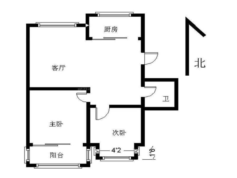 2室1厅 裕沣园户型图