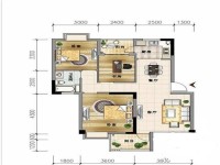 3室2廳2陽臺 城市山戶型圖