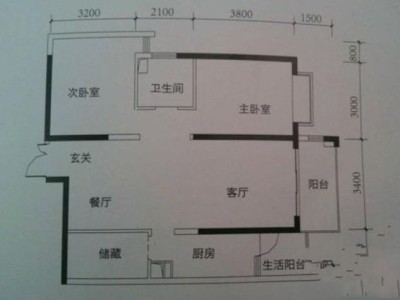 2室1厅1阳台 金坤尚城祥和里户型图