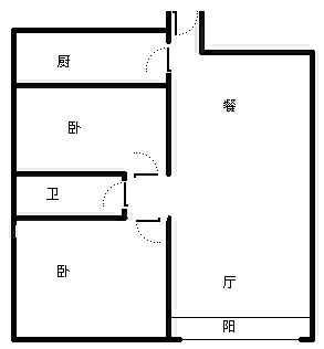 2室1厅1阳台 金呈北泰花园户型图