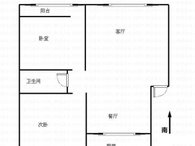 2室1厅1阳台 机电裕海小区（上马村）户型图