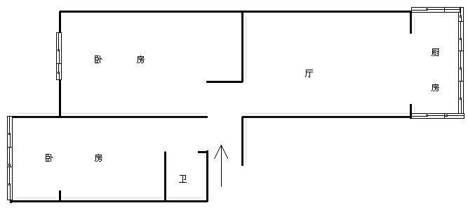 2室2厅1阳台 昆风小区户型图