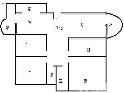 4室2厅1阳台 佳湖花园户型图