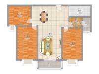 3室2廳1陽臺 城市景苑戶型圖