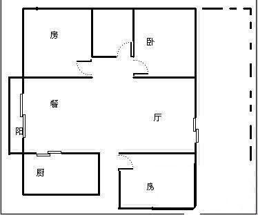 3室1厅1阳台 五华金盾小区户型图