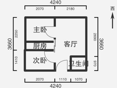 2室1厅1阳台 中海学府路8号户型图