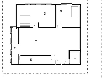 2室2厅1阳台 交林小区户型图